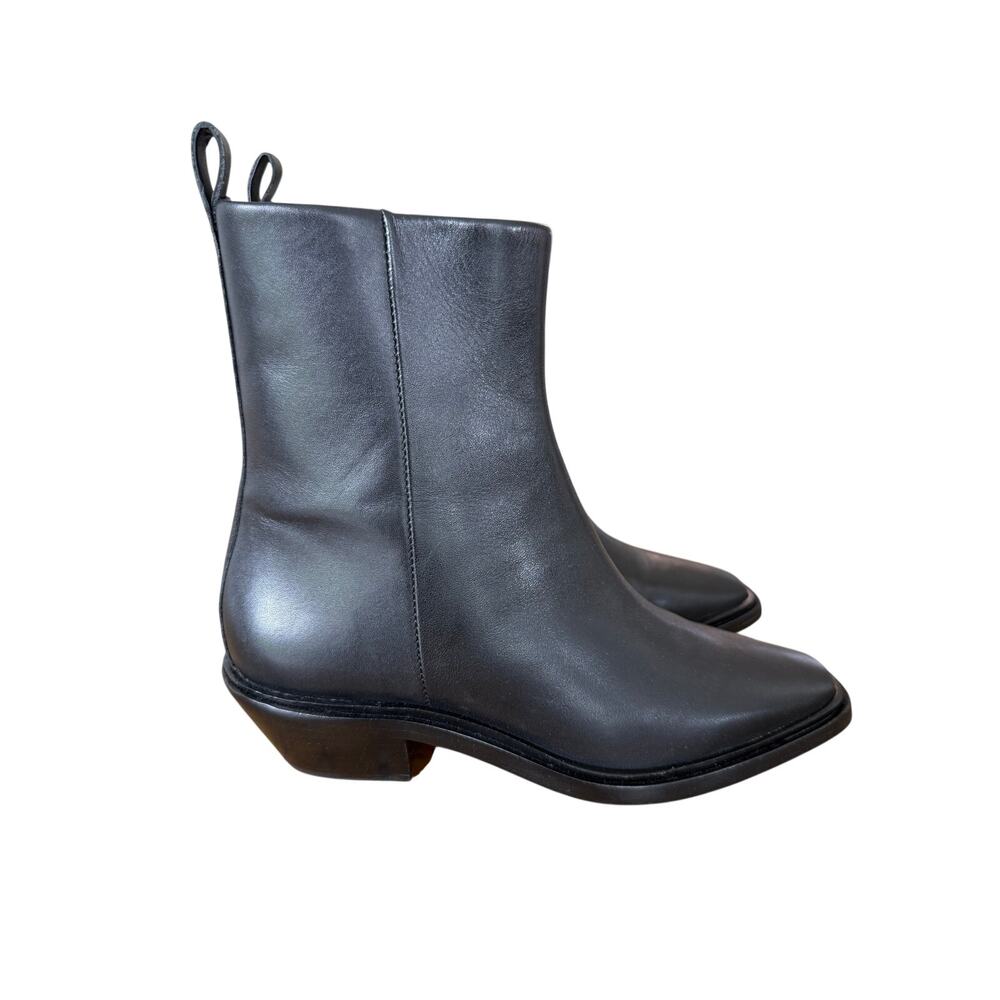 Everlane Havana Ankle Boots Black Leather Square Toe Boots Size 7.5 Minimalist